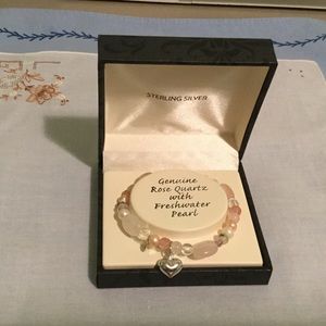 New sterling silver rose quartz bracelet