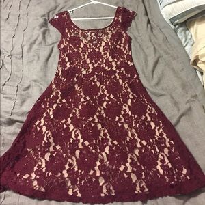 wine lace cocktail dress