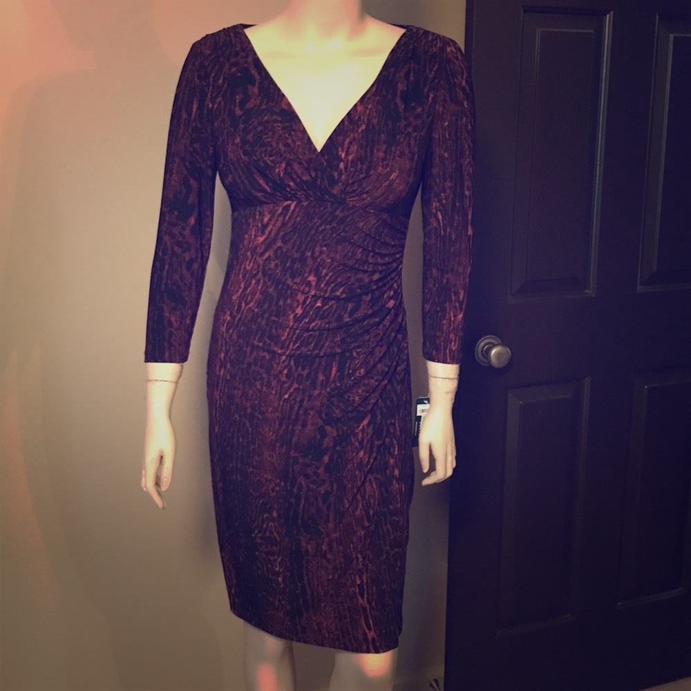 Fitted, red and black dress