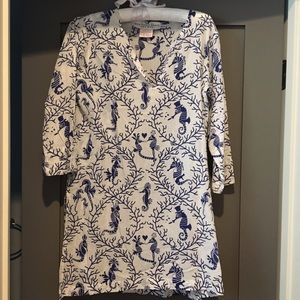 Gretchen Scott Navy Blue and White Seahorse Tunic