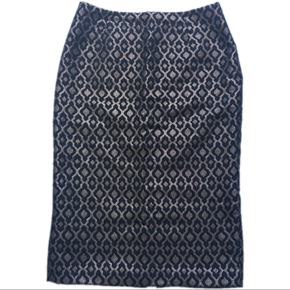 Verona Black and Gold Metallic Pencil Skirt Size 6