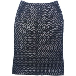 Verona Black and Gold Metallic Pencil Skirt Size 6