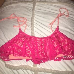 Bright pink flowy swim top