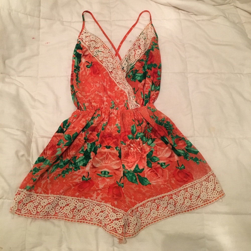 Open back floral romper