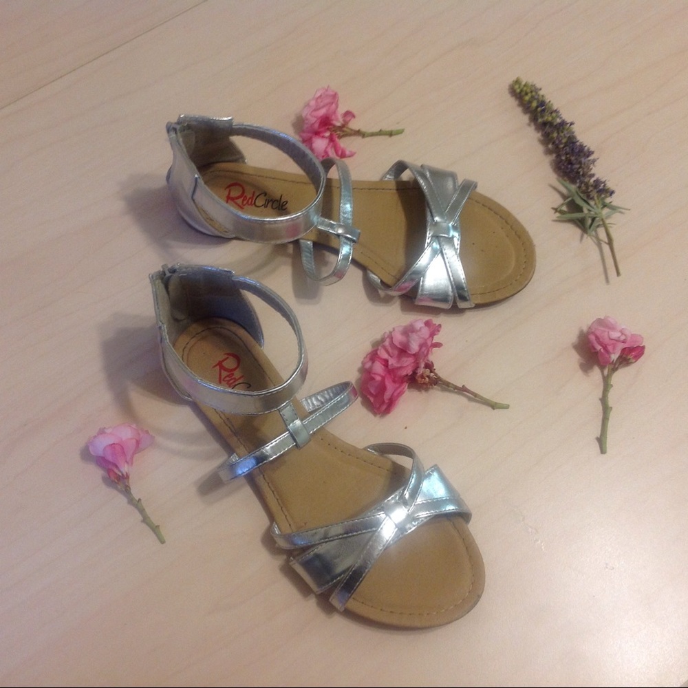 Red Circle Footwear Silver Zipper Up Sandals