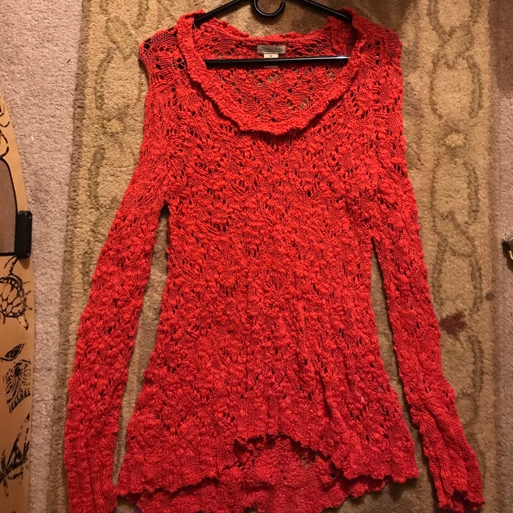 Lucky Brand loose knit coral sweater
