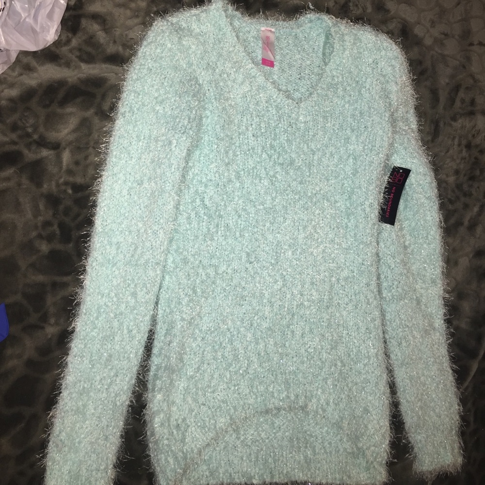 Sparkly aqua blue sweater