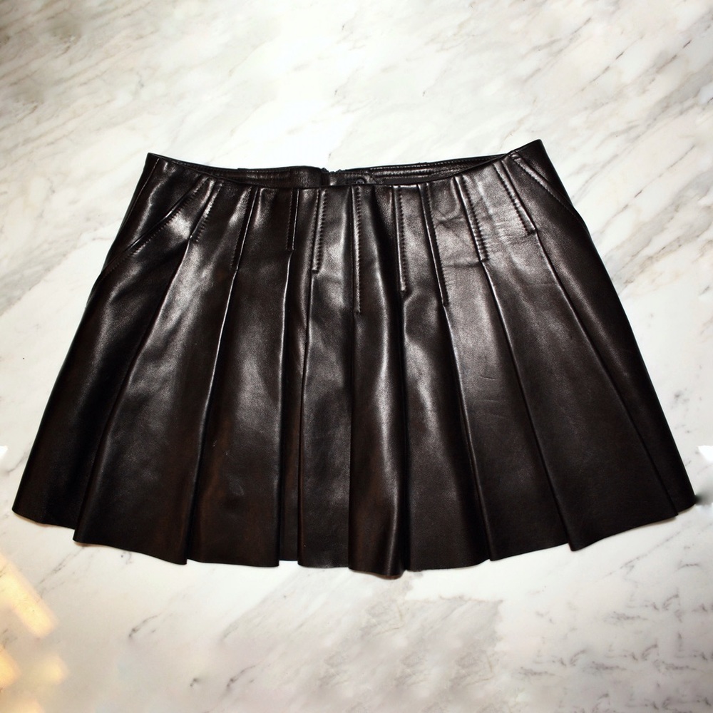 🚫SOLD Alexander Wang Pleated Leather Skirt