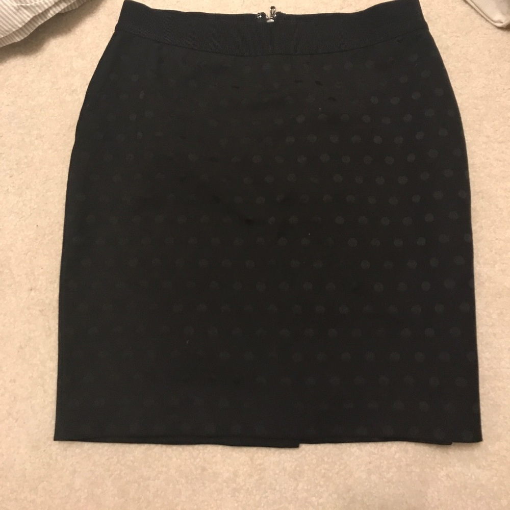 Ann Taylor black polka dot pencil skirt 6P