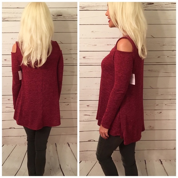 Soft textured burgundy cut out tunic! LAST One - Picture 3 of 4