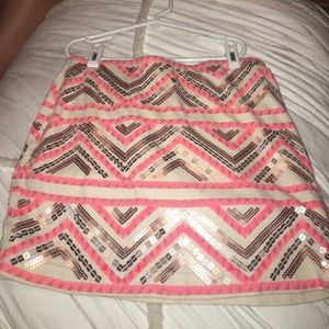 Pink and gold sequin mini skirt