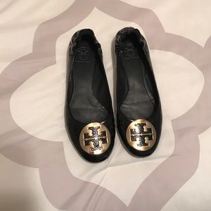 Tory Burch Navy Patent Leather Flats