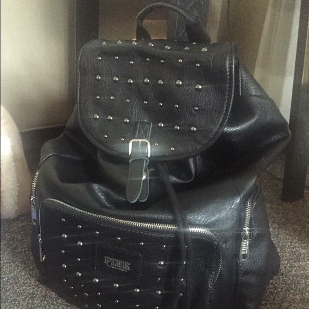 PINK Victoria's Secret black leather book bag