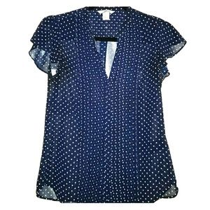 H&M Blue & White Polka Dot Top
