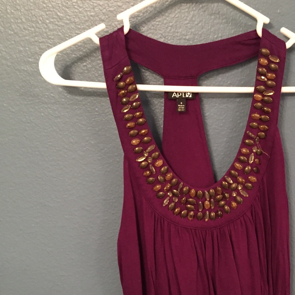 Purple tank top with beading