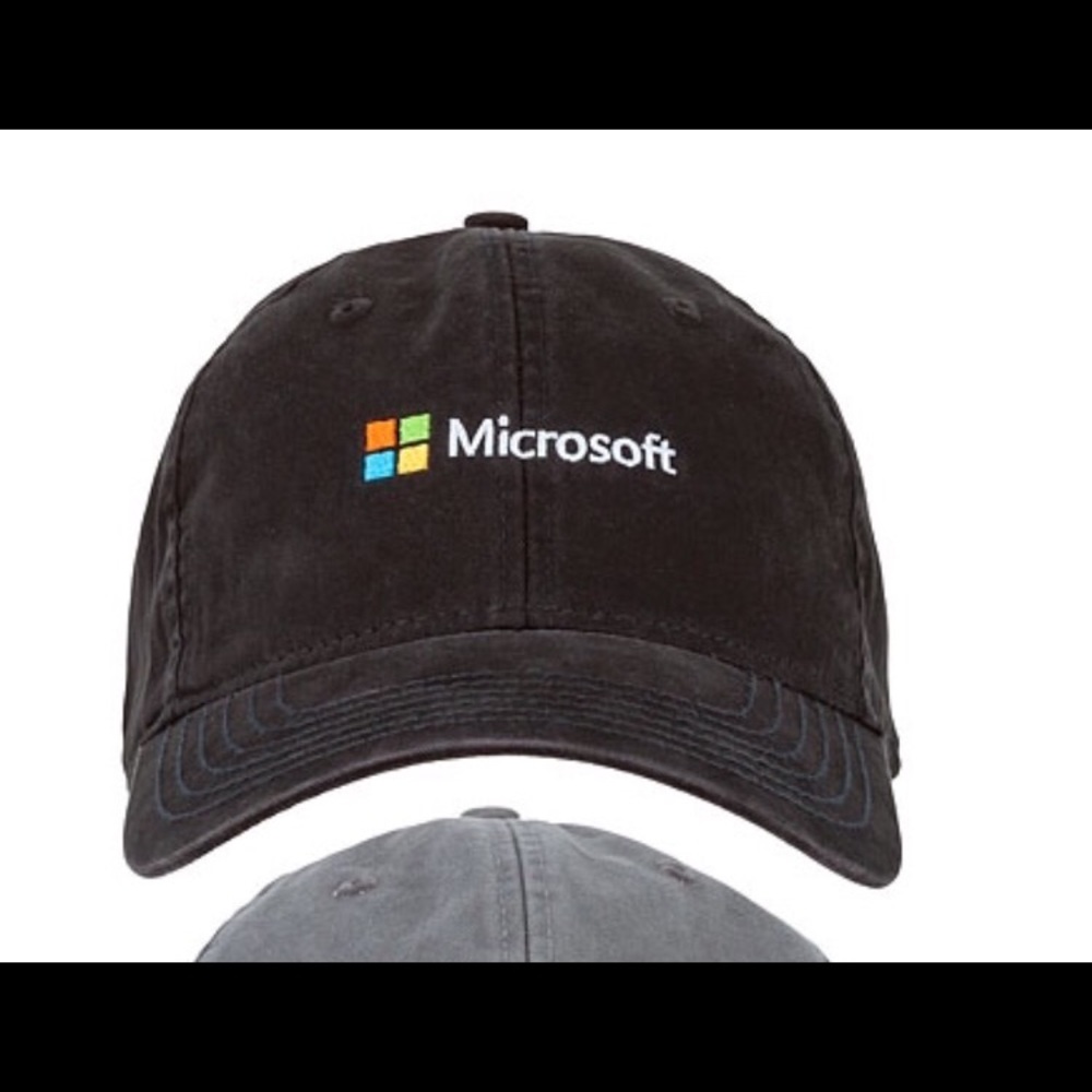 Black Cotton Twill Microsoft Hat