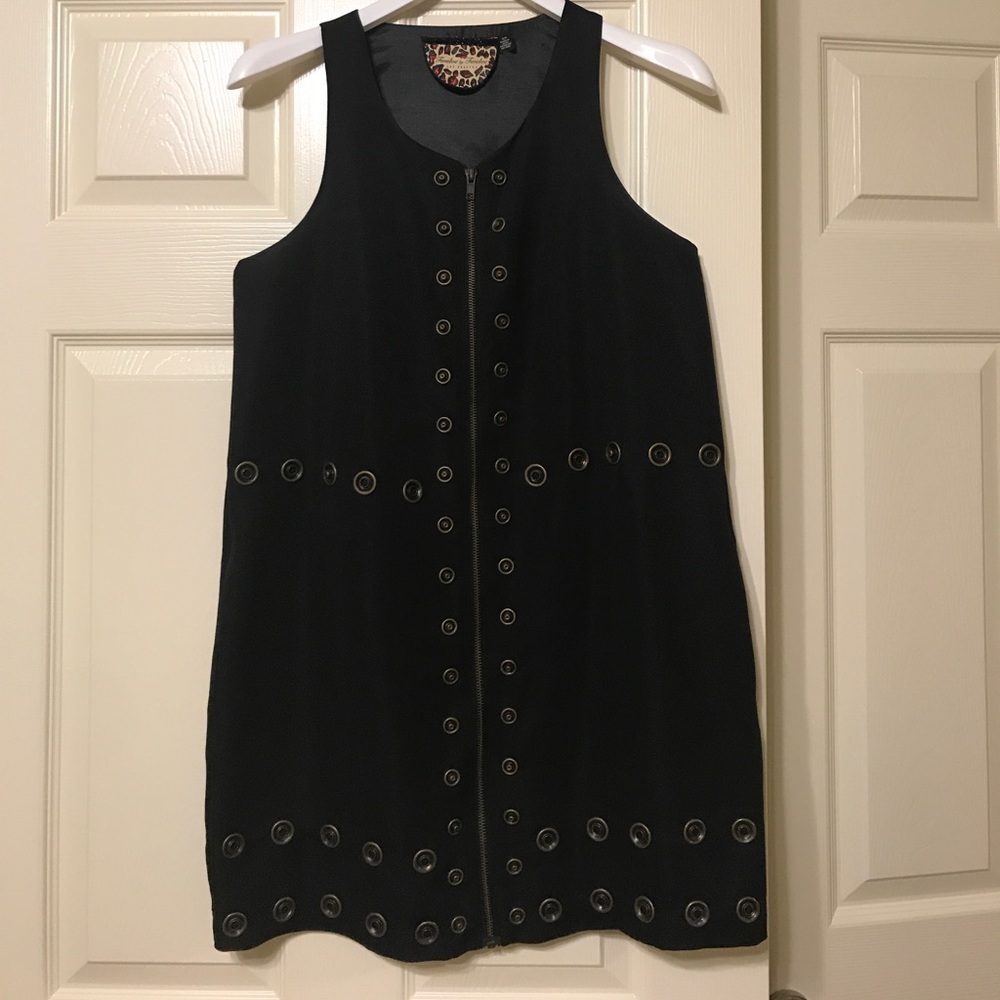 Black mini dress with button details