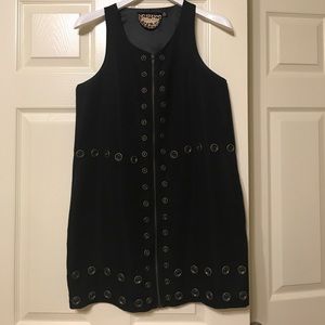 Black mini dress with button details