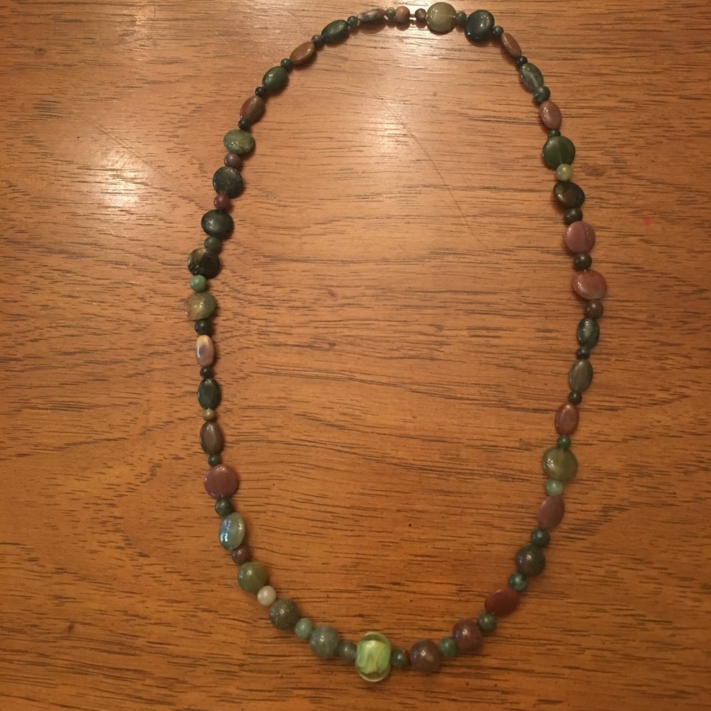 Handmade one of kind stone necklace.