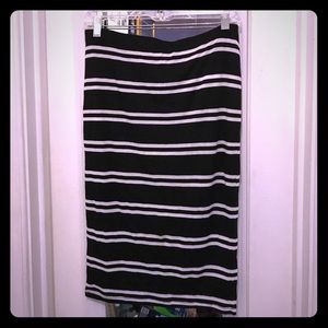 Striped Cotton Stretch Pencil Skirt