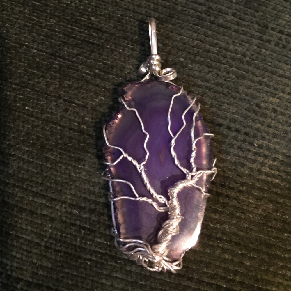 Agate geode tree pendant