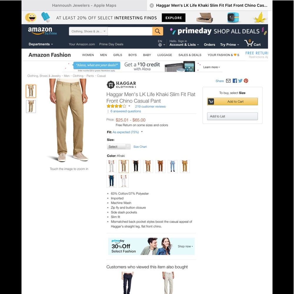 Haggar's Men's LK Life Khaki  flat front chino