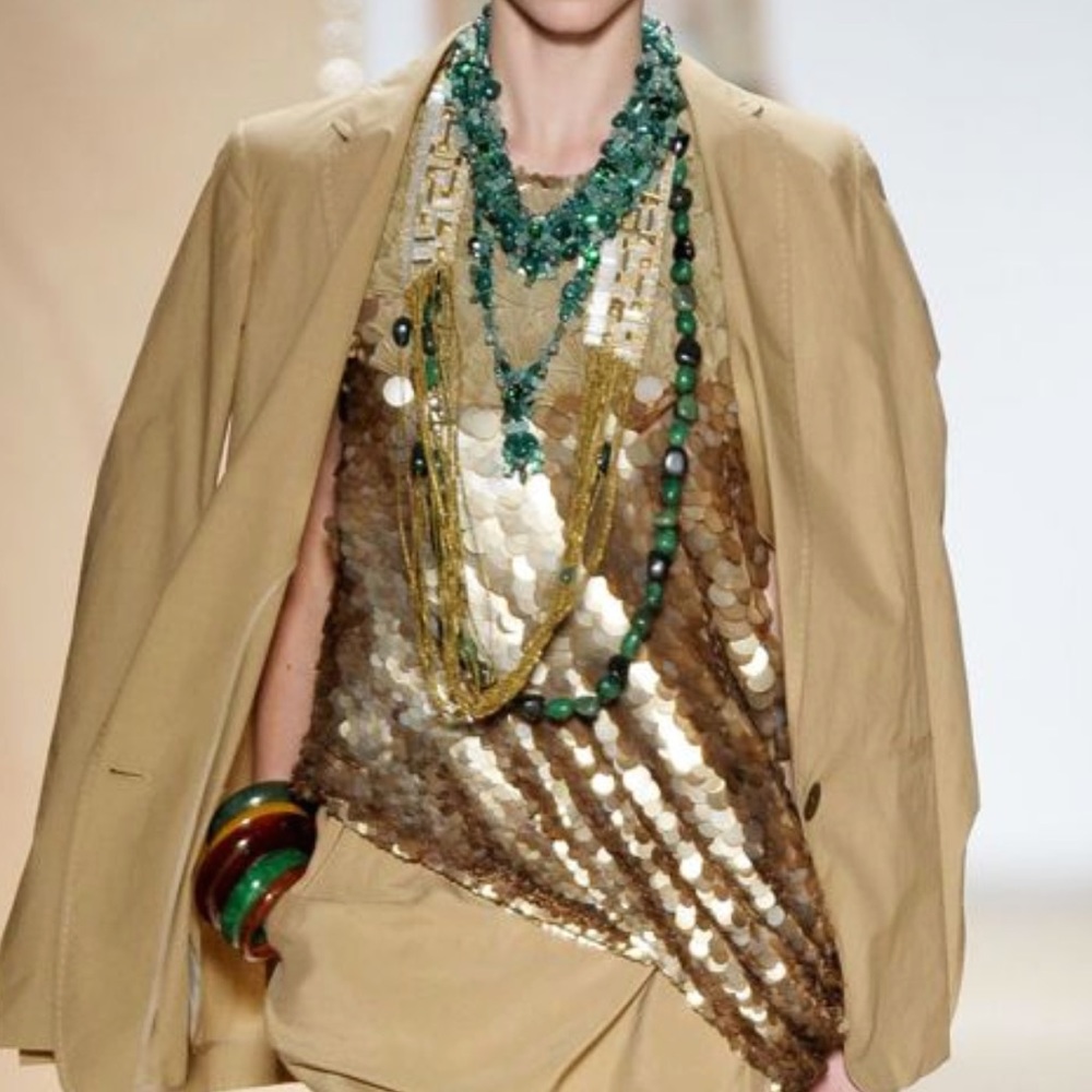 Sequin Scale Draped Embellished Runway Top