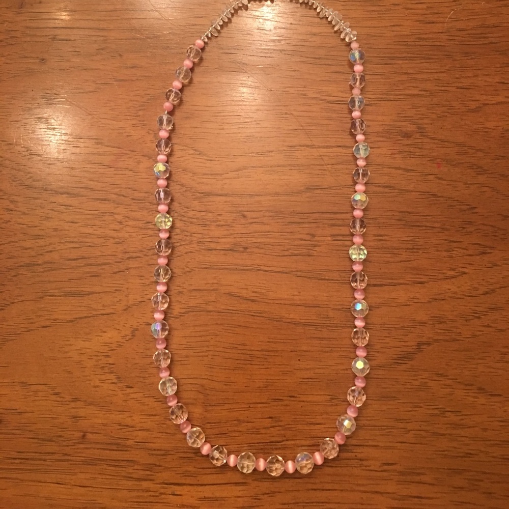 Pink crystal necklace.