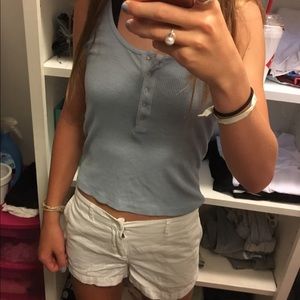 blue half button tank