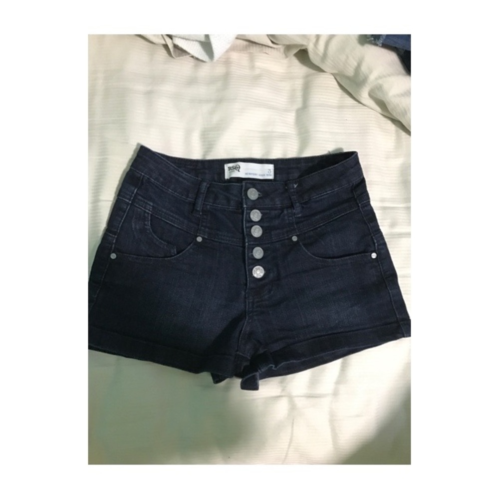 HIGH WASTED DARK WASH JEAN SHORTS