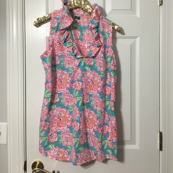 Mud Pie Tops - Pink Peony Ruffle Tunic - Mud Pie