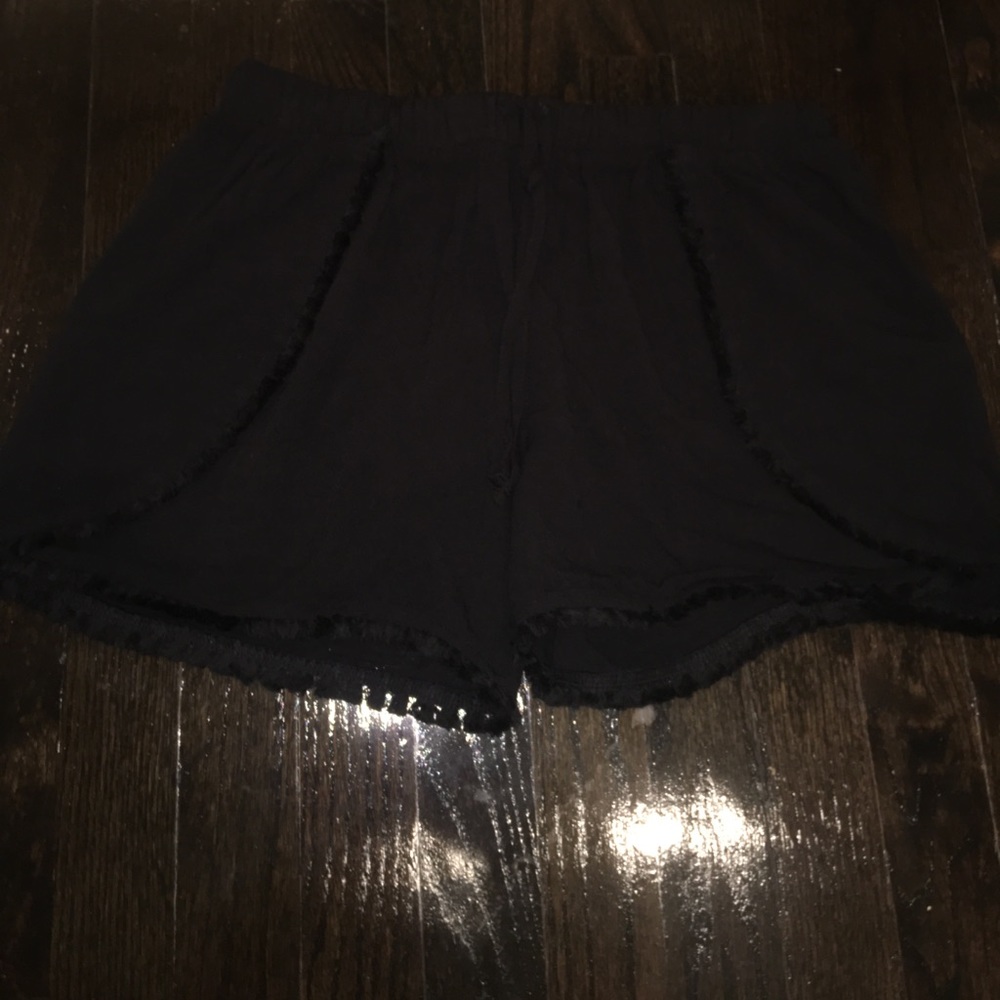 Frilled Black Soft Shorts