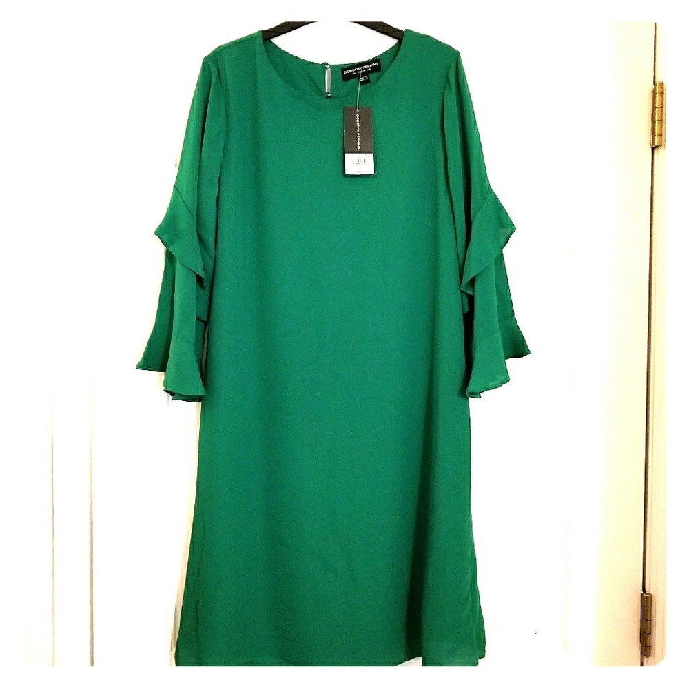 Dorothy Perkins Green Ruffle Sleeve Shift Dress
