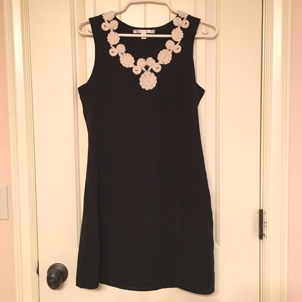 Jenny Han black dress w/embroidered details