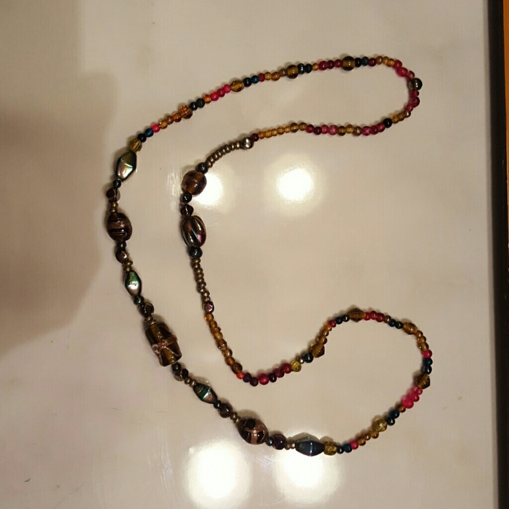Beaded Boho Iridescent Necklace