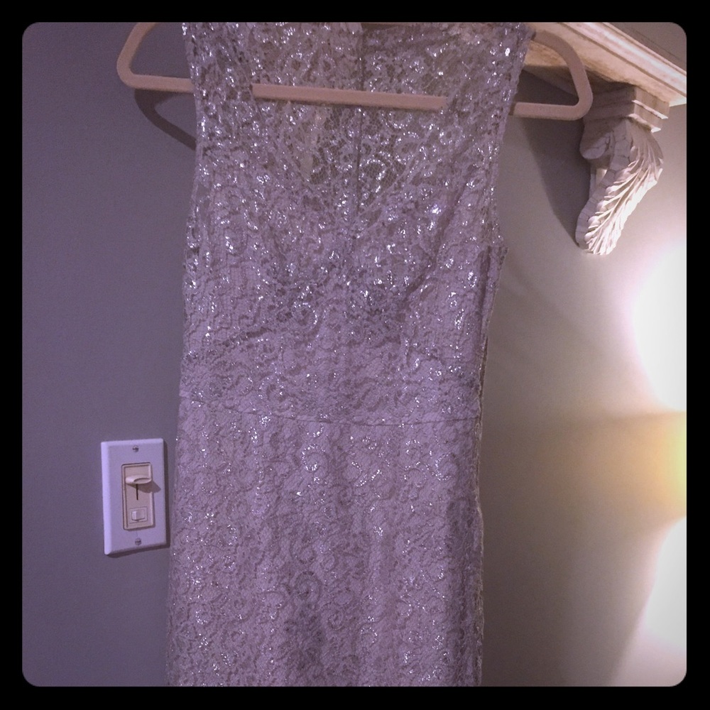 Bcbg silver lace dress - size 2