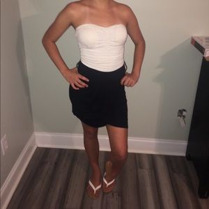 Black and white strapless dress