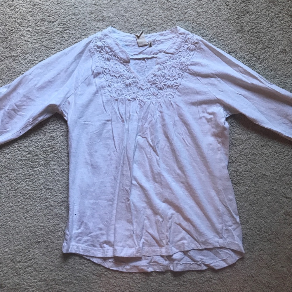 Lovely Organic White Peasant Top