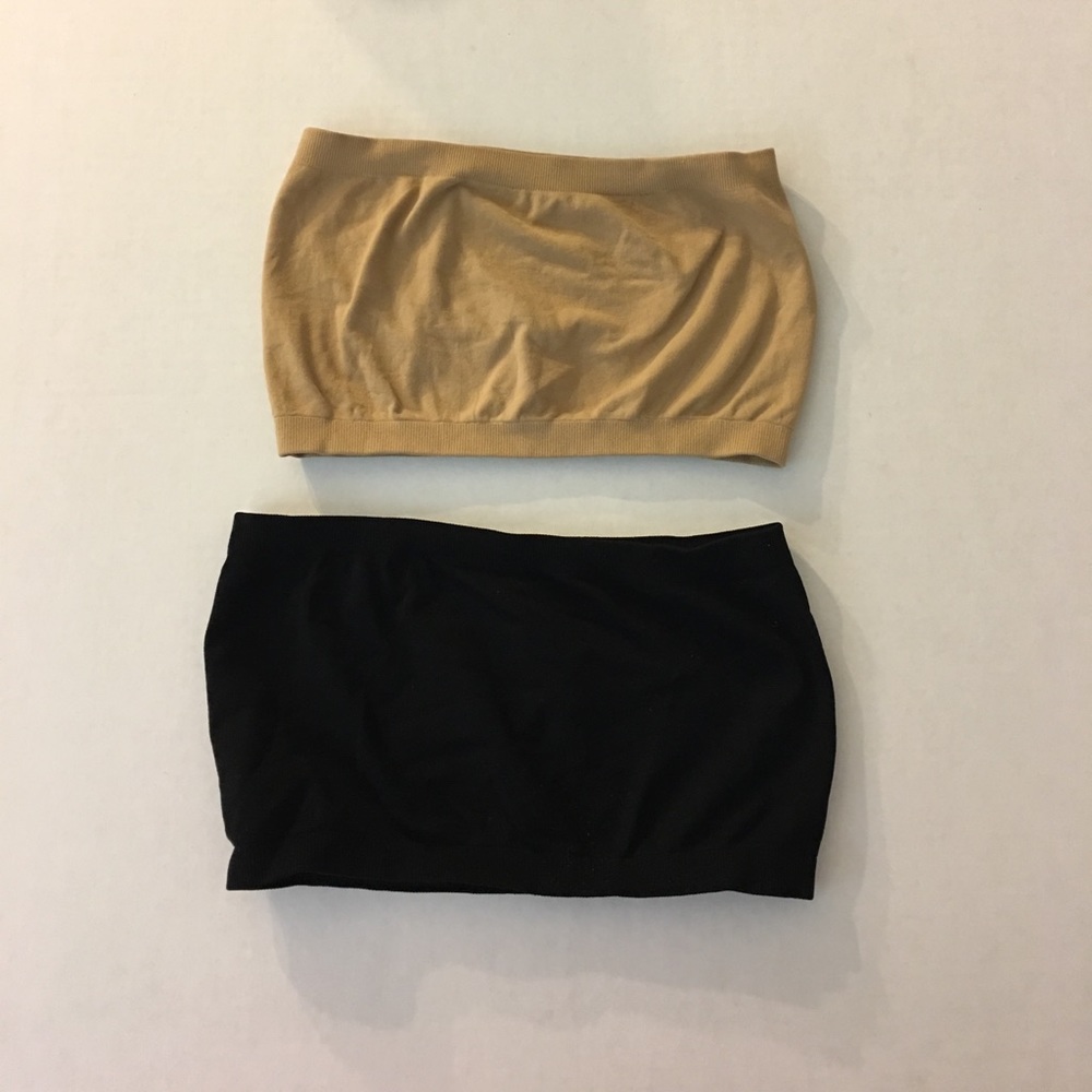 Beige and black bandeaus