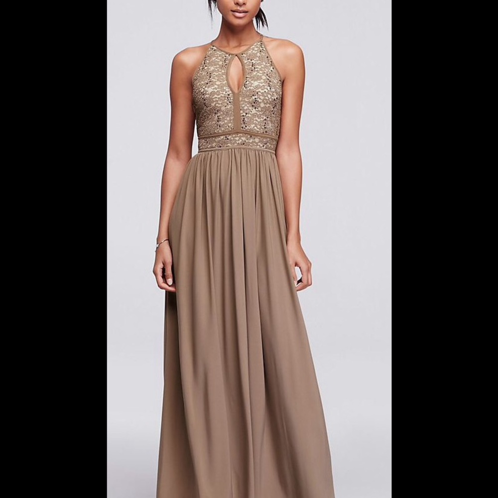 Halter Lace Keyhole Jersey Dress