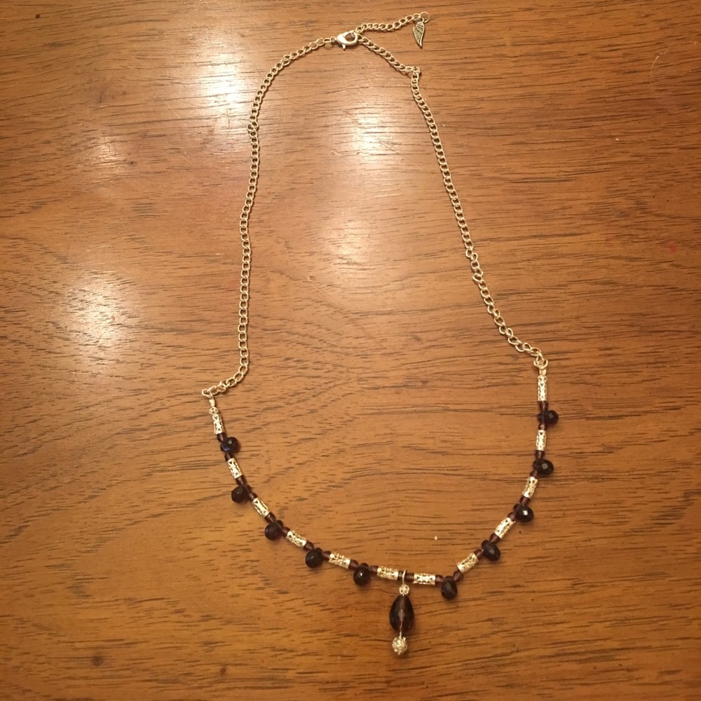 Handmade chain silver and amethyst beaded necklace