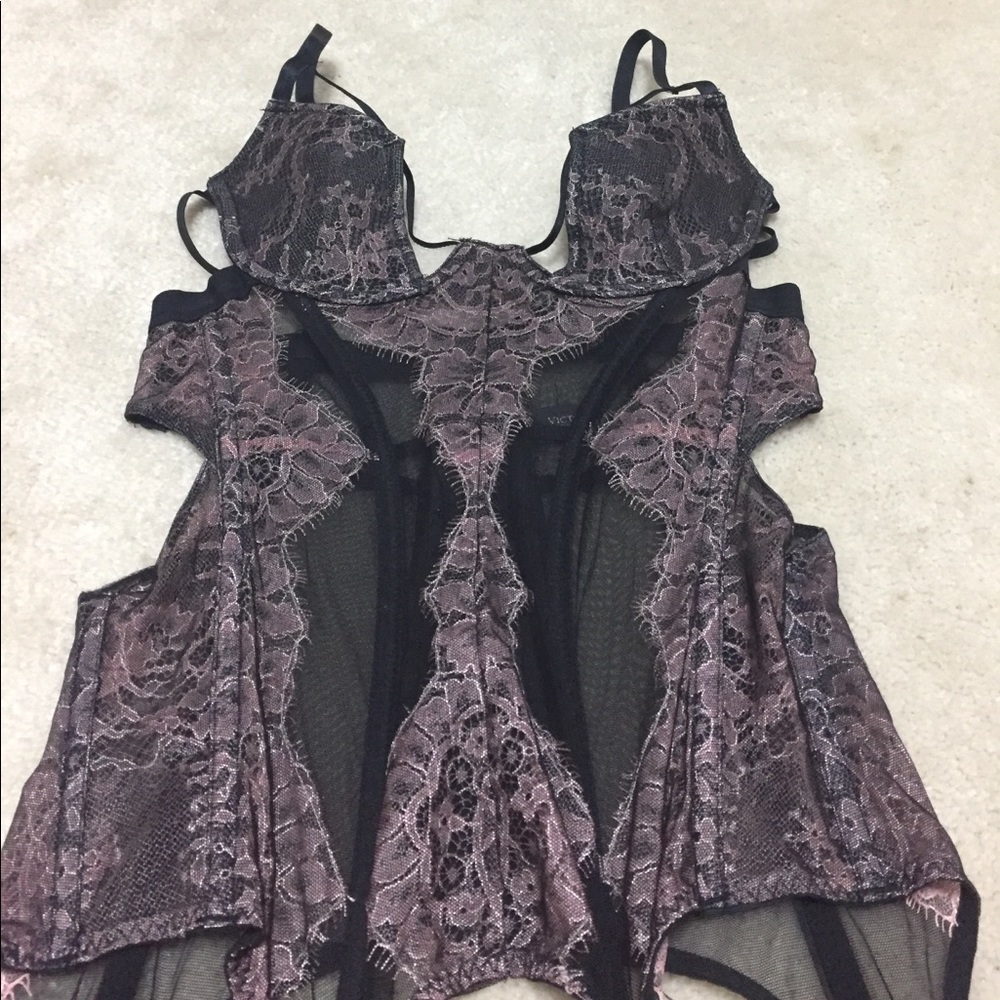 Pink and black Victoria's Secret lace corset