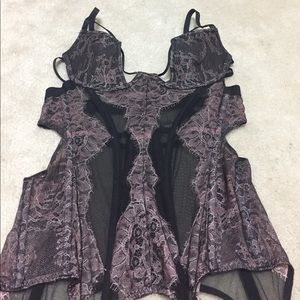 Pink and black Victoria's Secret lace corset
