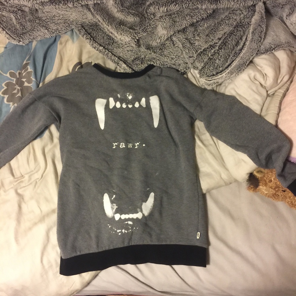 Vans XS "Rawr" Gray Sweater