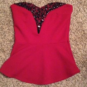 Strapless Peplum Top