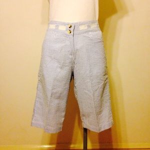 Blue and White Stripe Seersucker Walking Short