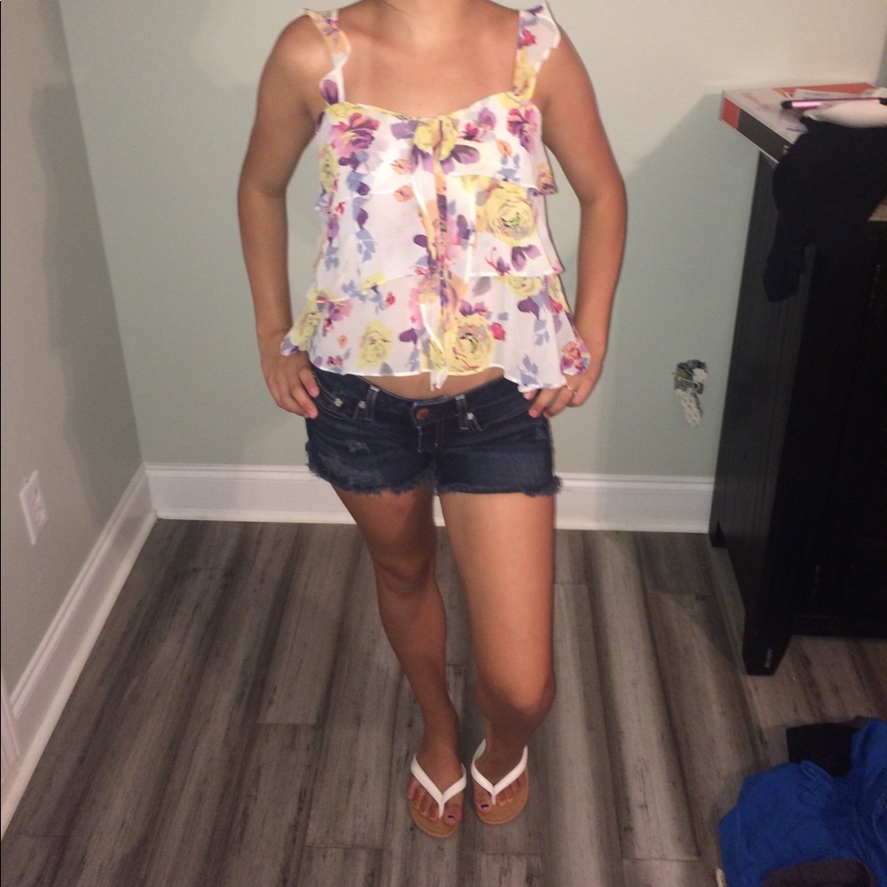 Sheer ruffled top