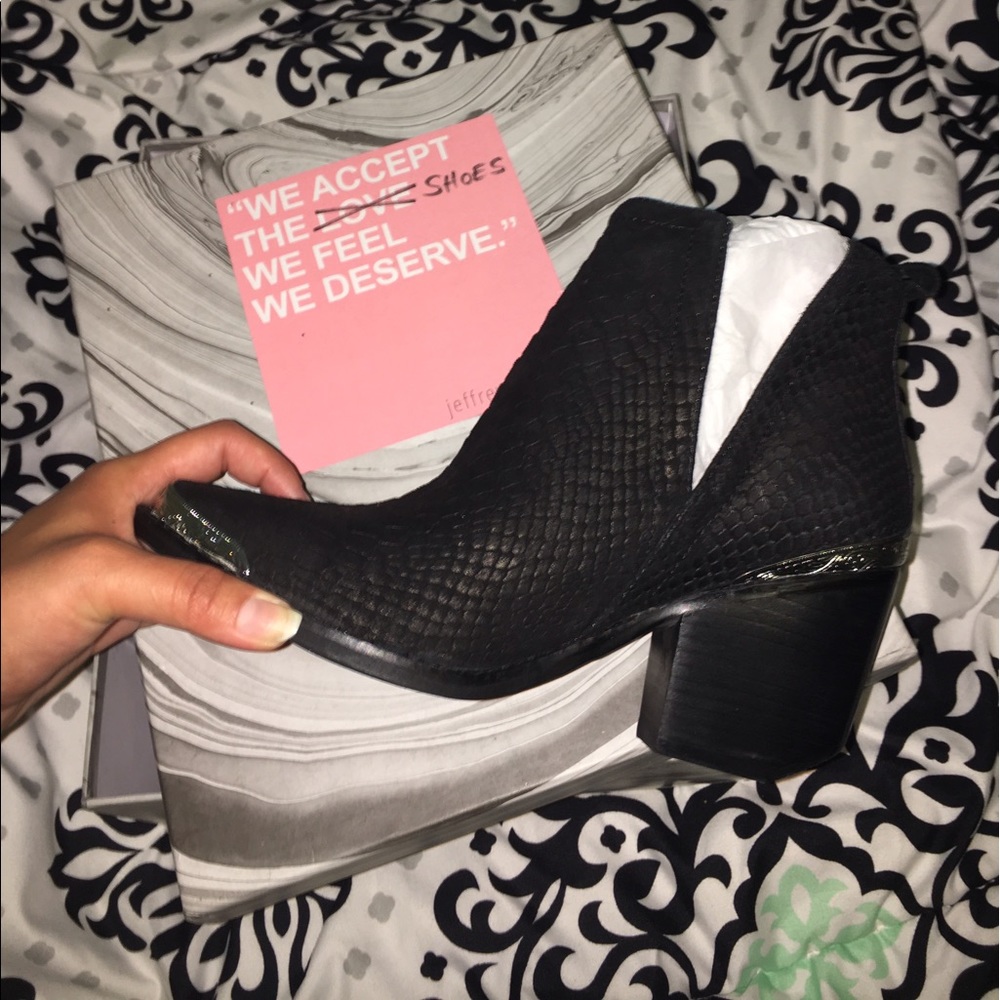 Black suede snake booties