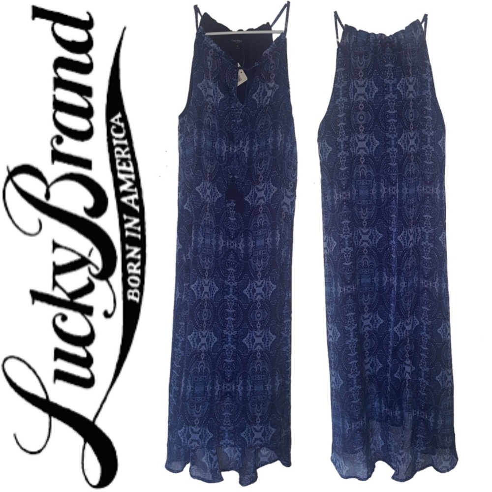 NWT Lucky Brand Blue Paisley Maxi Dress M