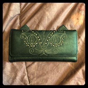 Large Black Leather Kitty Wallet 🐅